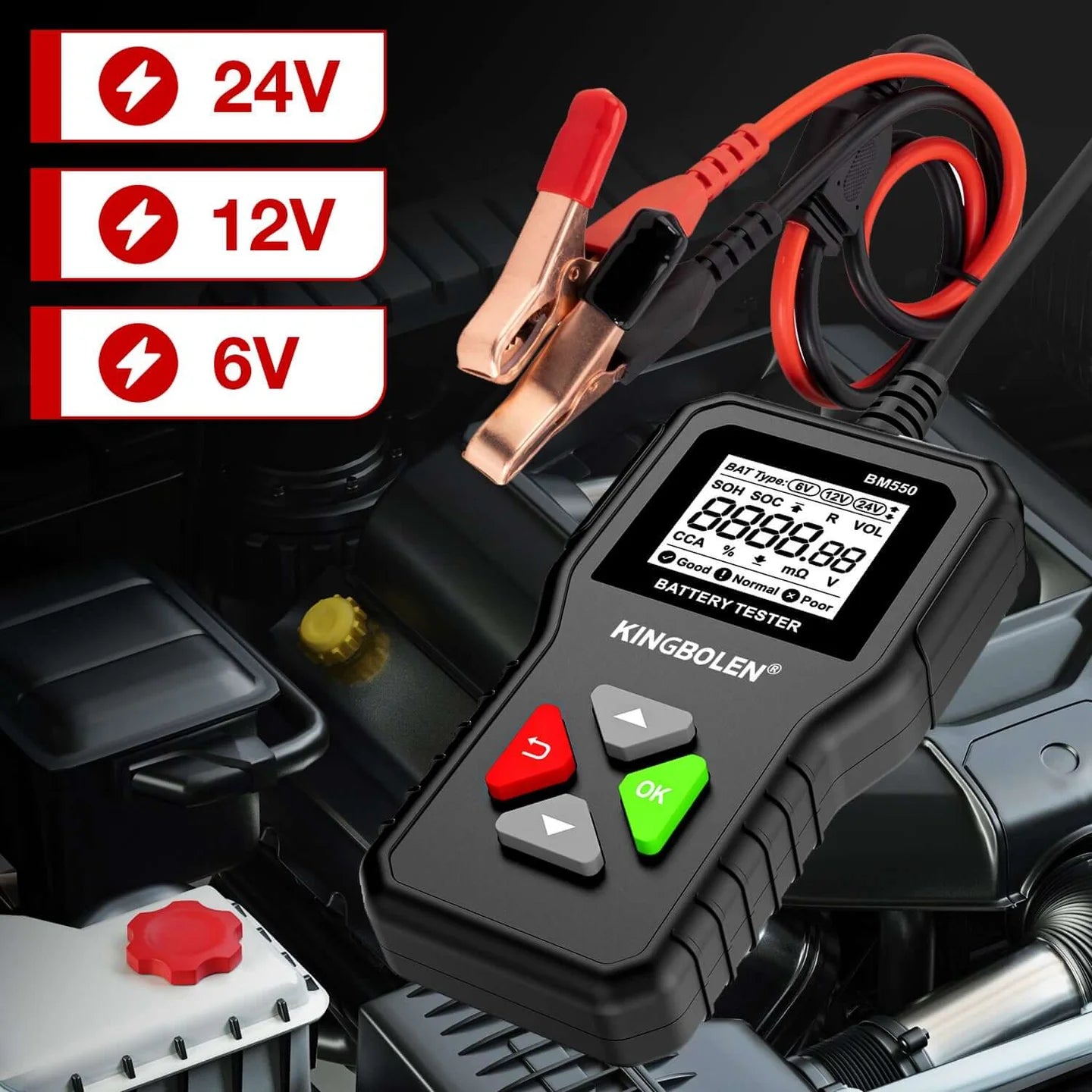 Probador Analizador De Batería Automotriz Voltaje 6v/12v/24v